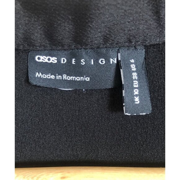 ASOS Design Black Button-Up Blouse Shirt Women's 6 Minimalist Capsule Wardrobe - Picture 3 of 7